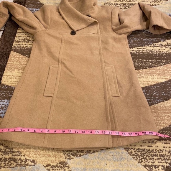 NWT Larry Levine Double-Breasted Babydoll Swing Coat Carmel small - Picture 12 of 15